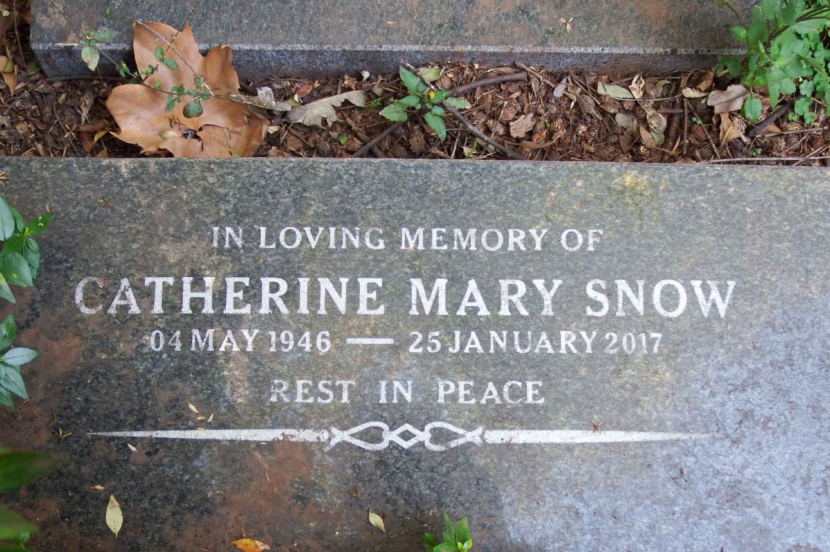 SNOW Catherine Mary 1946-2017