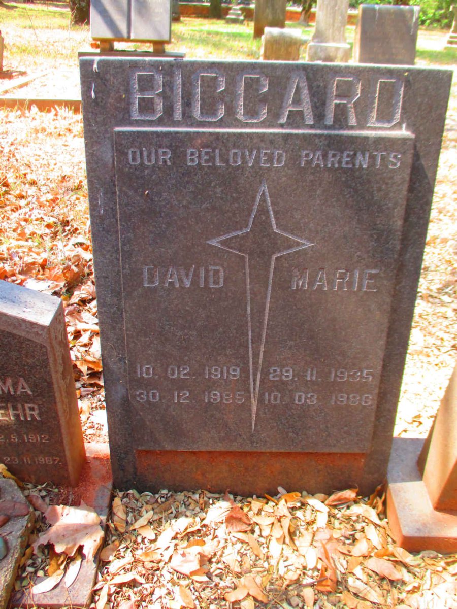 BICCARD David 1919-1985 & Marie 1935-1986