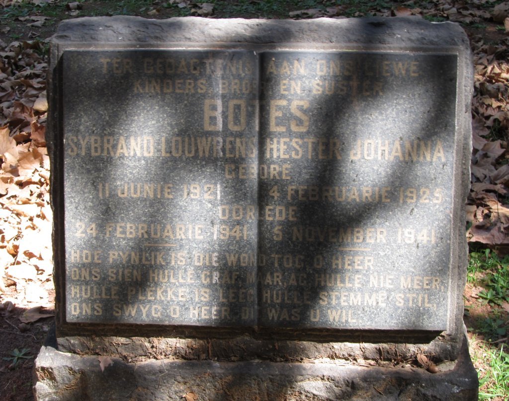 BOTES Sybrand Louwrens 1921-1941 :: BOTES Hester Johanna 1925-1941