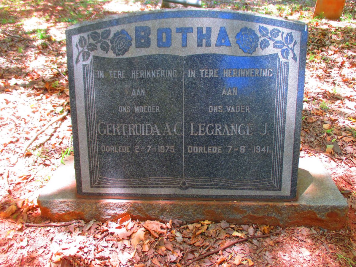 BOTHA Legrange J. -1941 & Gertruida A.C. -1975