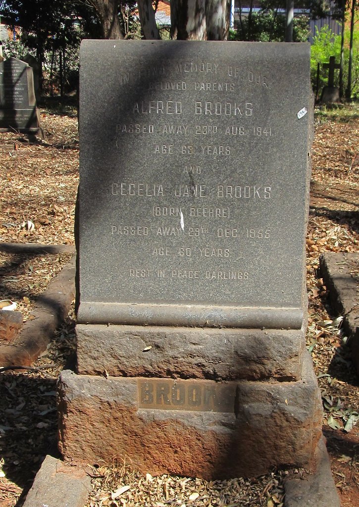 BROOKS Alfred -1941 &amp; Cecilia Jane BEEHRE -1955