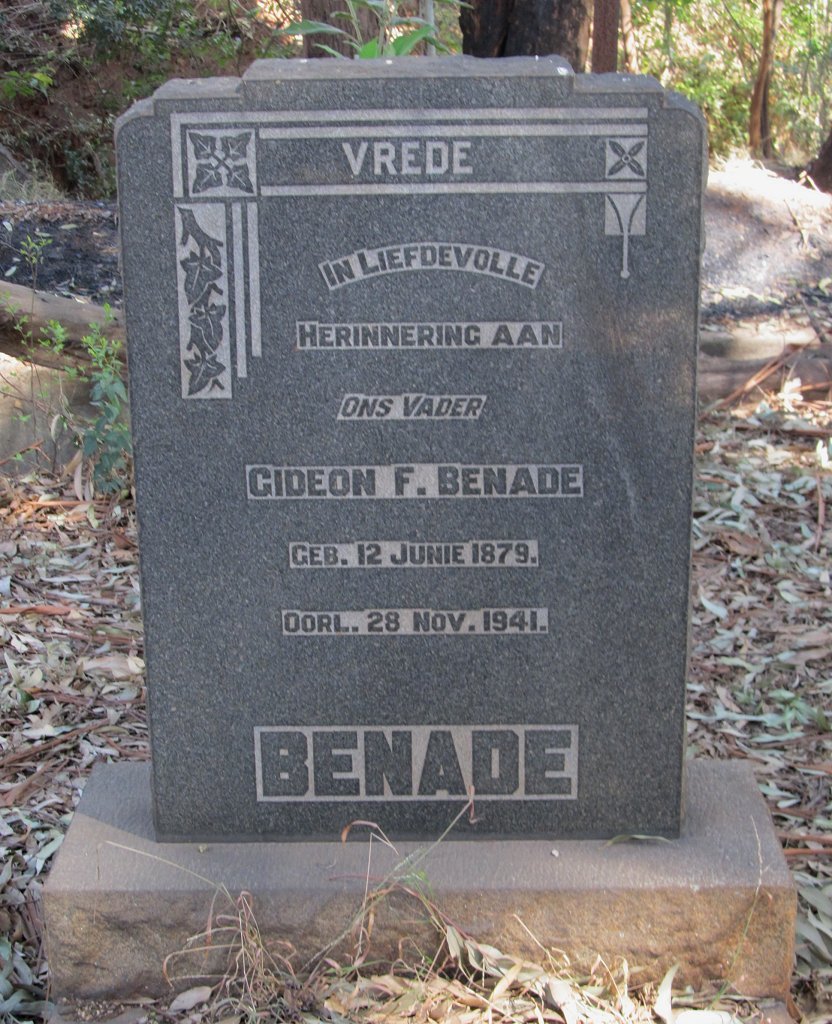 BENADE Gideon F. 1879-1941