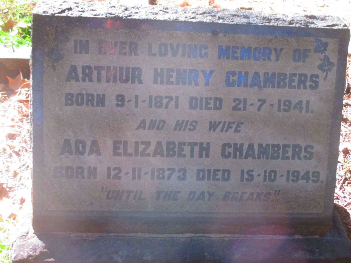 CHAMBERS  Arthur Henry 1871-1941 & Ada Elizabeth 1873-1945
