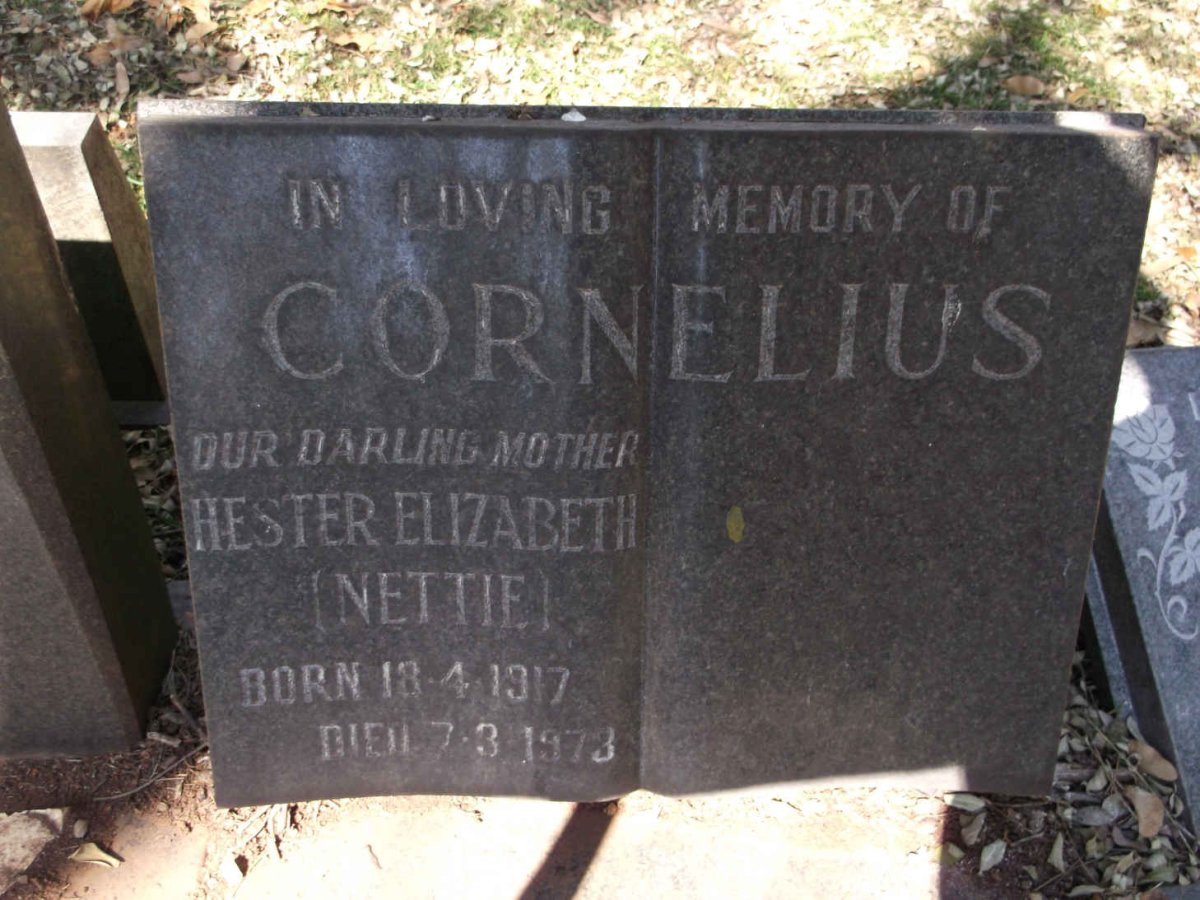 CORNELIUS Hester Elizabeth 1917-1973