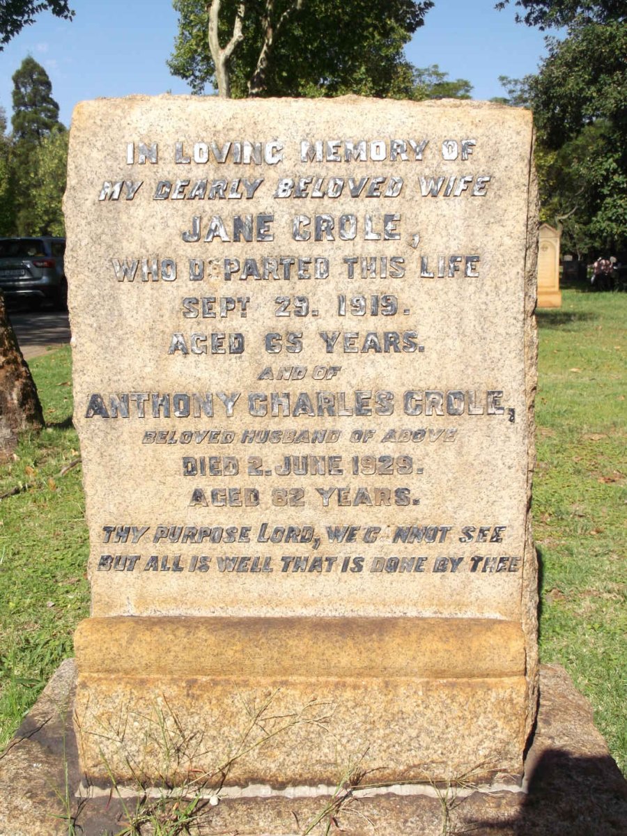 CROLE Anthony Charles -1929 & Jane - 1919