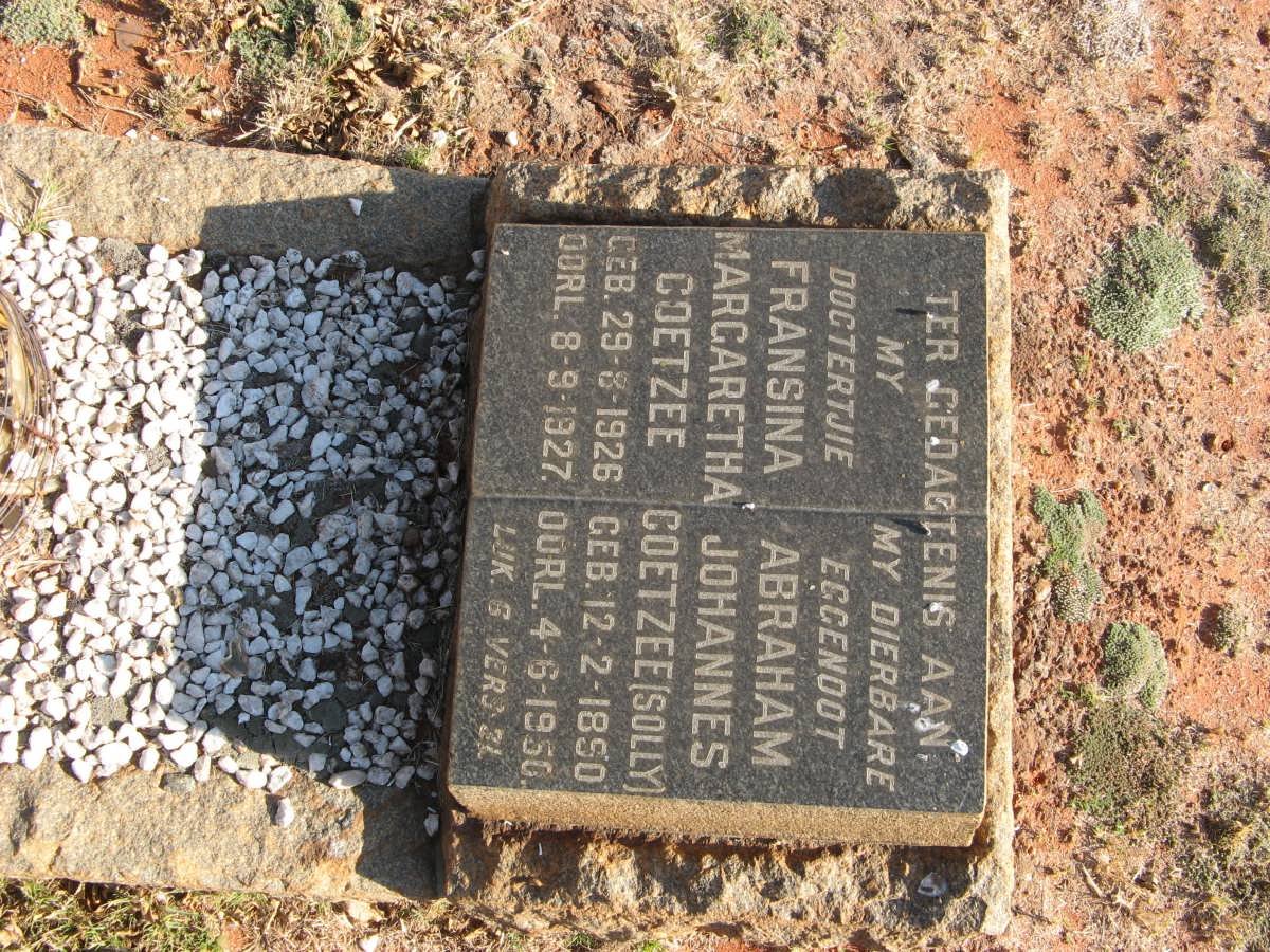 COETZEE Abraham Johannes 1850-1950 :: COETZEE Fransina Margaretha 1926-1927