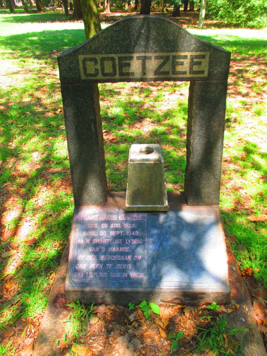 COETZEE Frans Jakob 1920-1940