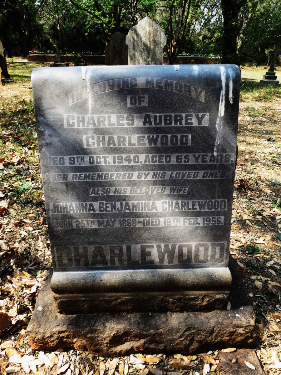 CHARLEWOOD Charles Aubrey -1940 &amp; Johanna Benjamina 1868-1956