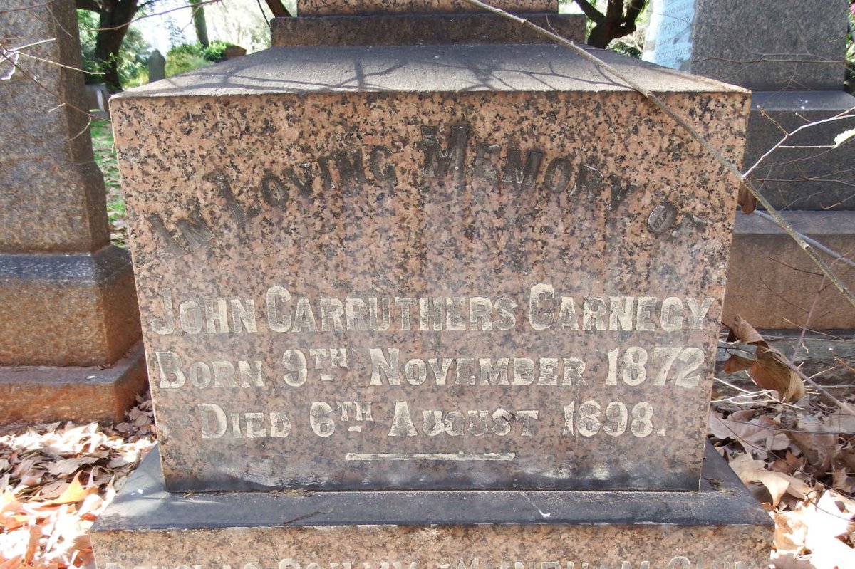 CARNEGY John Carruthers 1872-1898