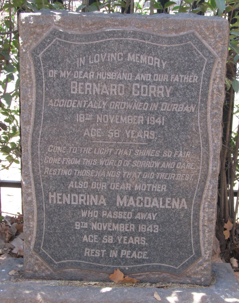 CORRY Bernard -1941 &amp; Hendrina Magdalena -1943