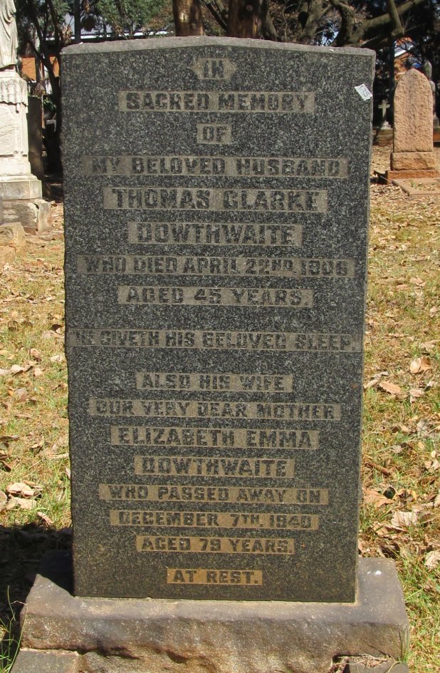 DOWNTHWAITE Thomas Clarke -1906 &amp; Elizabeth Emma -1940