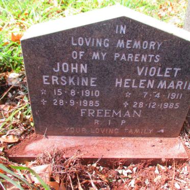 FREEMAN John Erskine 1910-1985 & Violet Helen Marie 1911-1985