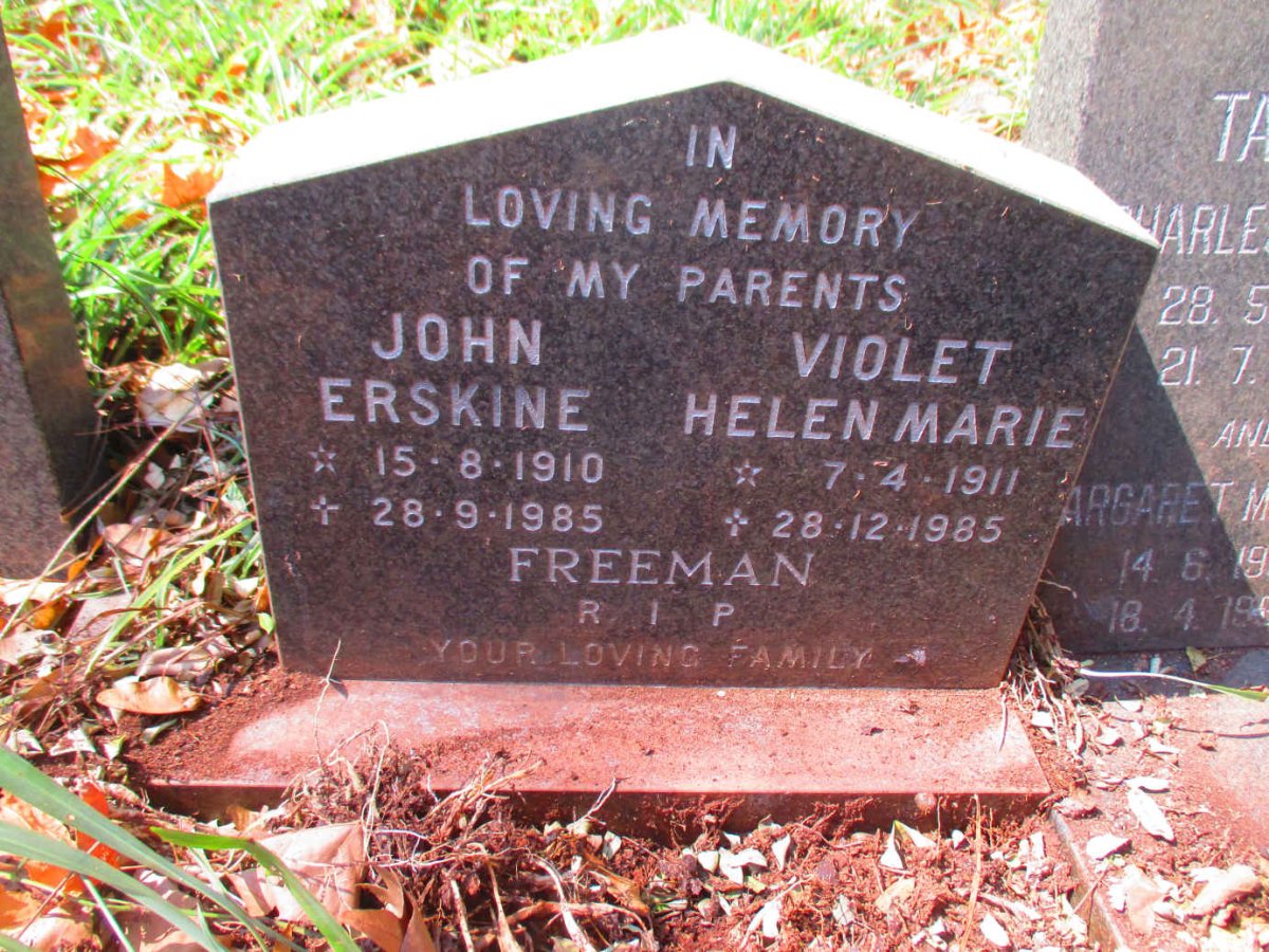 FREEMAN John Erskine 1910-1985 & Violet Helen Marie 1911-1985