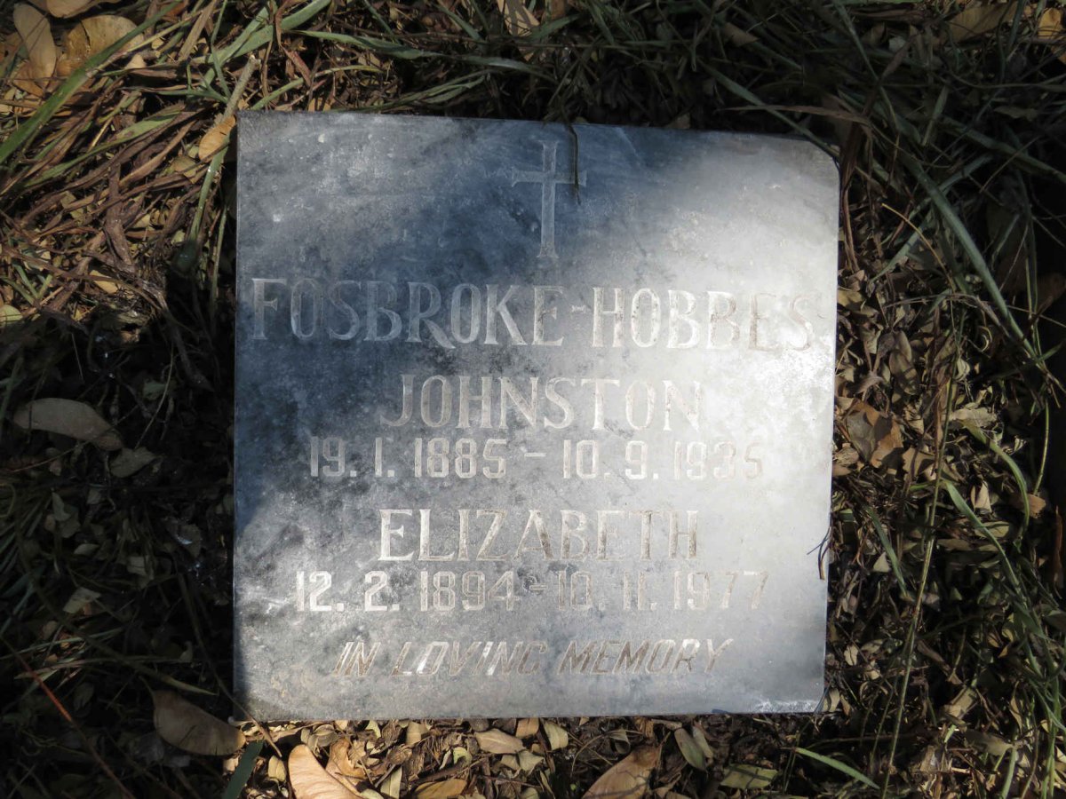 FOSBROKE Johnston, HOBBES 1885-1935 &amp; Elizabeth 1894-1977