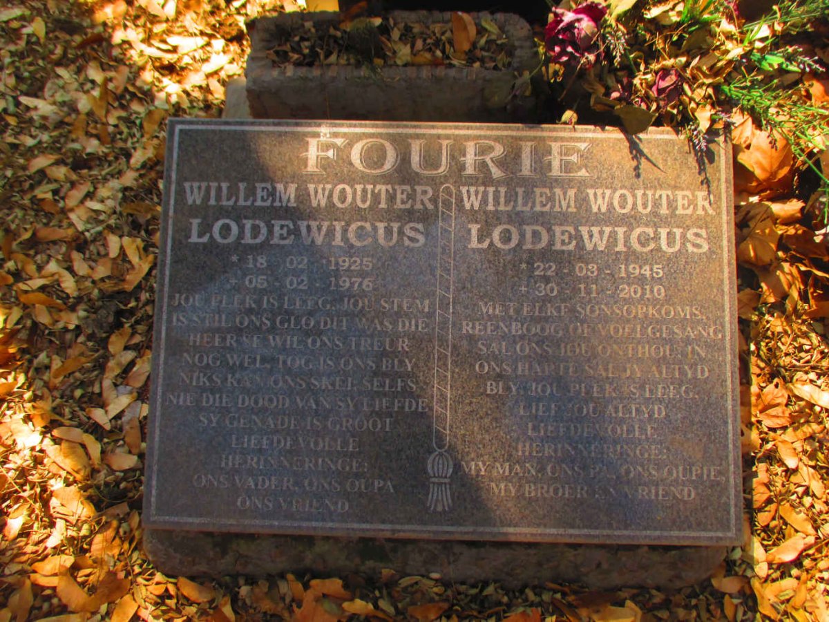 FOURIE Willem Wouter Lodewicus 1925-1976 :: FOURIE Willem Wouter Lodewicus 1945-2010