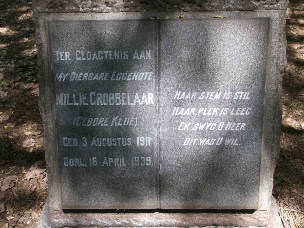 GROBBELAAR Millie nee KLUE 1911-1939