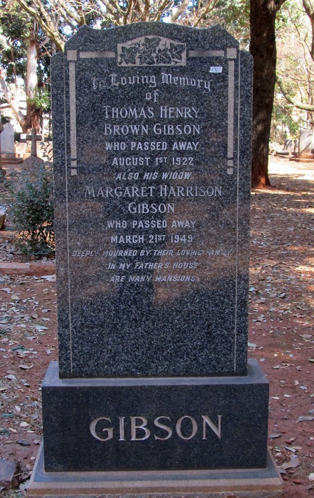GIBSON Thomas Henry Brown -1922 &amp; Margaret Harrison -1949