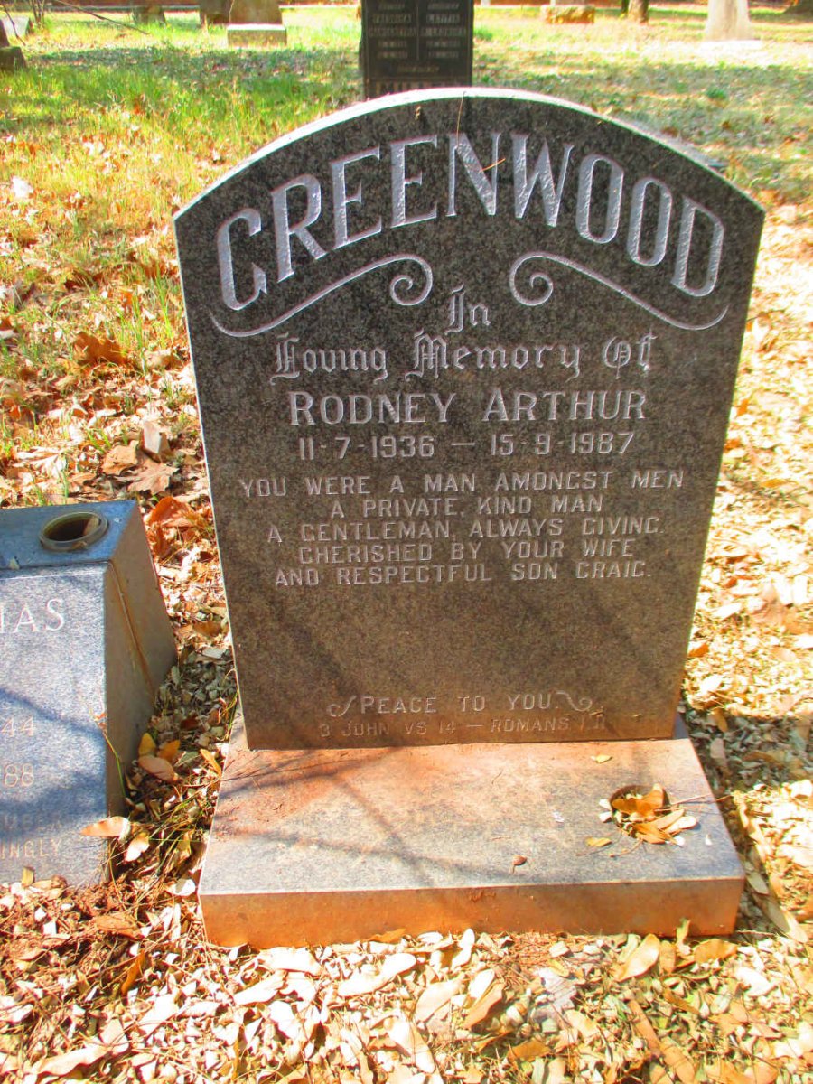 GREENWOOD Rodney Arthur 1936-1987