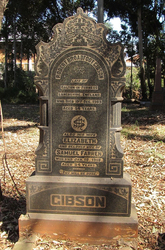 GIBSON Robert Broadfoot -1909 &amp; Elizabeth -1918