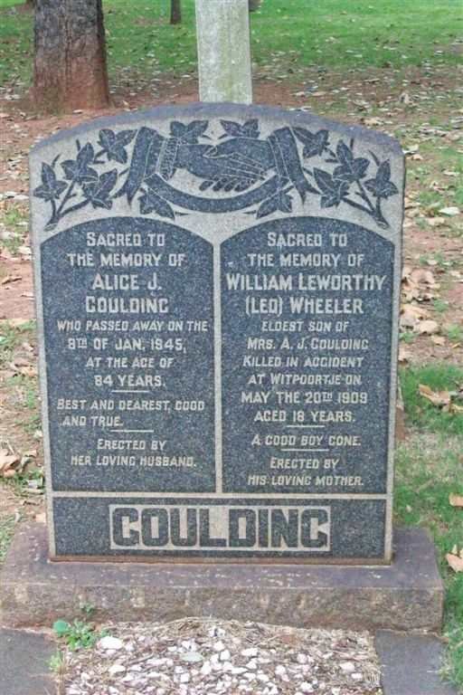 GOULDING Alice J. -1945 ::  GOULDING William Leworthy Wheeler -1909