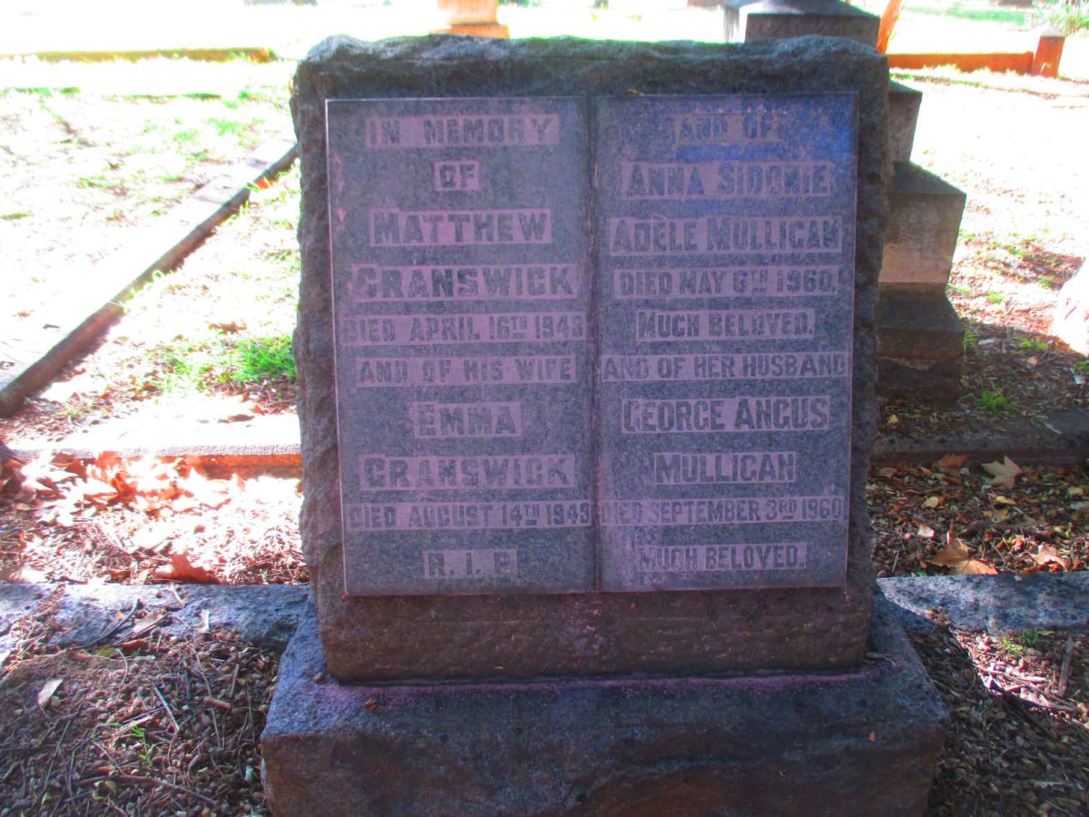 GRANSWICK Matthew -1943 & Emma -1943 :: MULLIGAN George Angus -1960 & Adele -1960