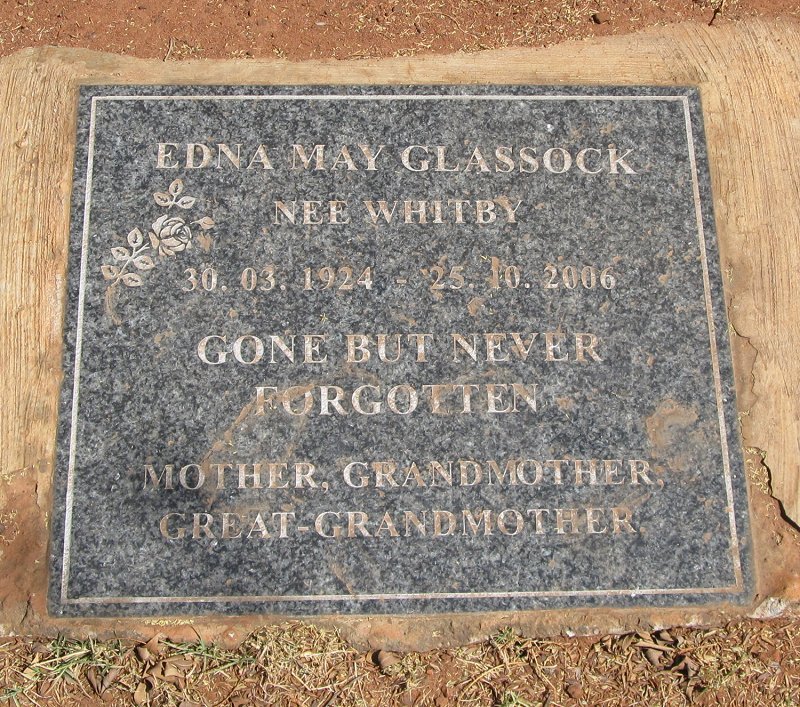 GLASSOCK Edna May nee WHITBY 1924-2006