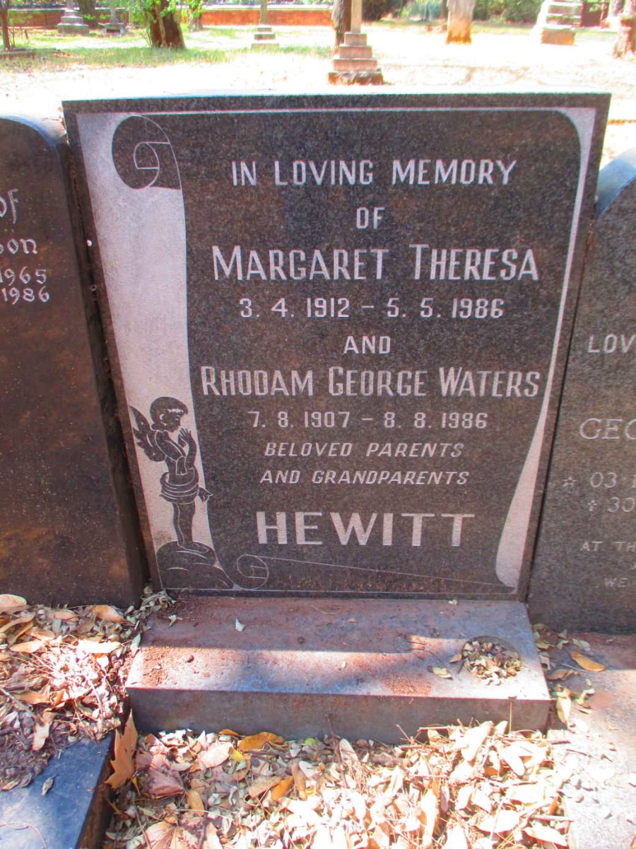 HEWITT Rhodam George Waters 1907-1986 & Margaret Theresa 1912-1986
