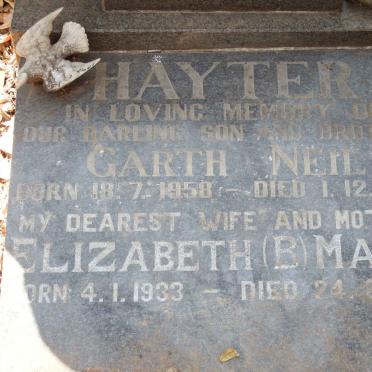 HAYTER Elizabeth Maria 1933-1995 :: HAYTER Garth Neil 1958-1979
