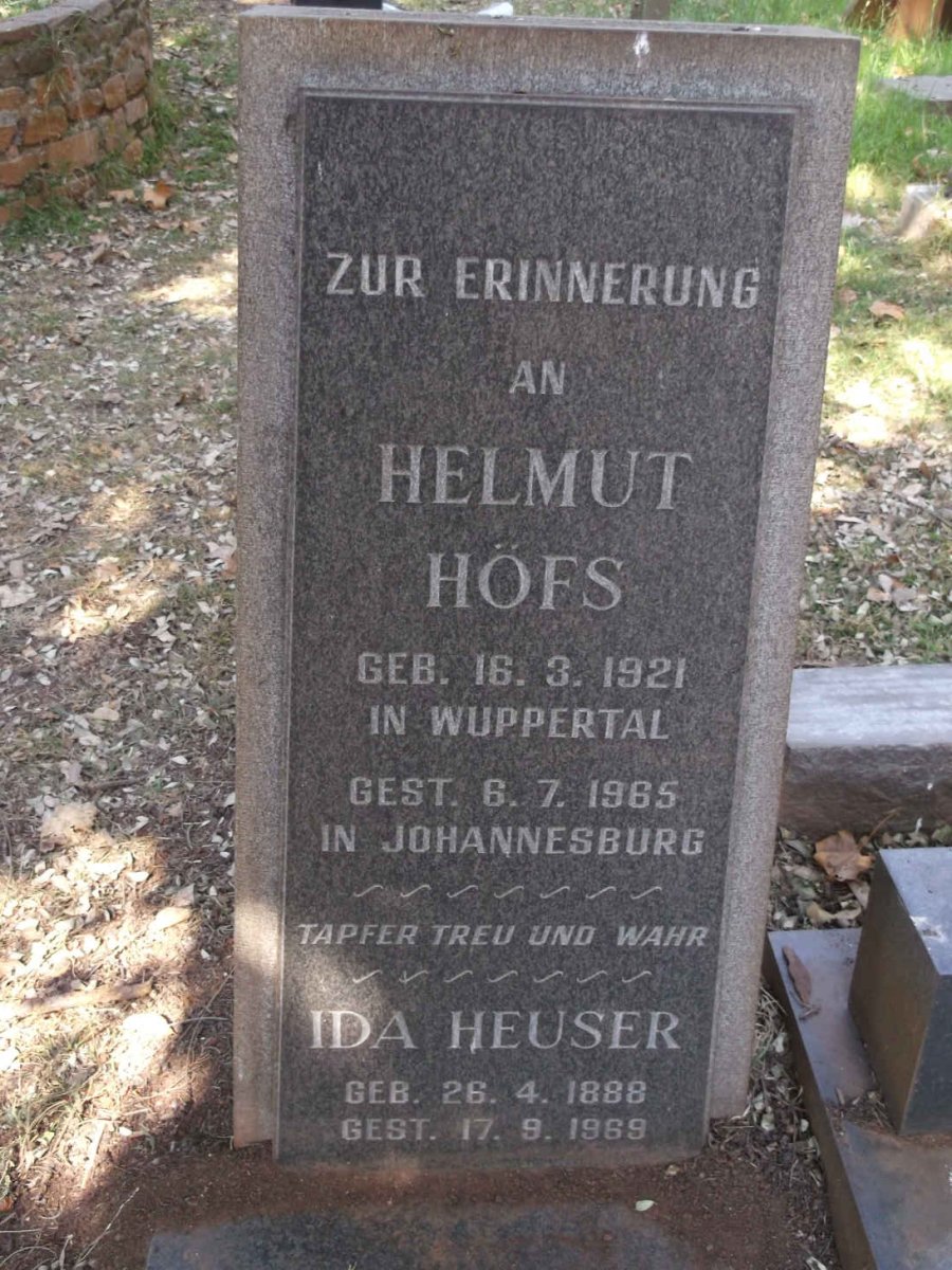 HOFS Helmut 1921-1965 :: HEUSER Ida 1888-1969