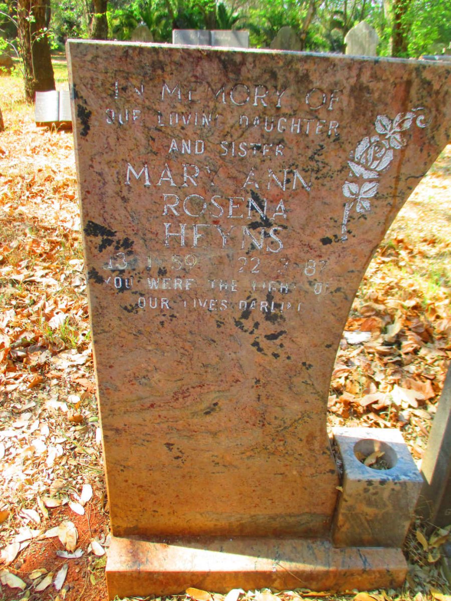 HEYNS Mary Ann Rosena 1959-1987