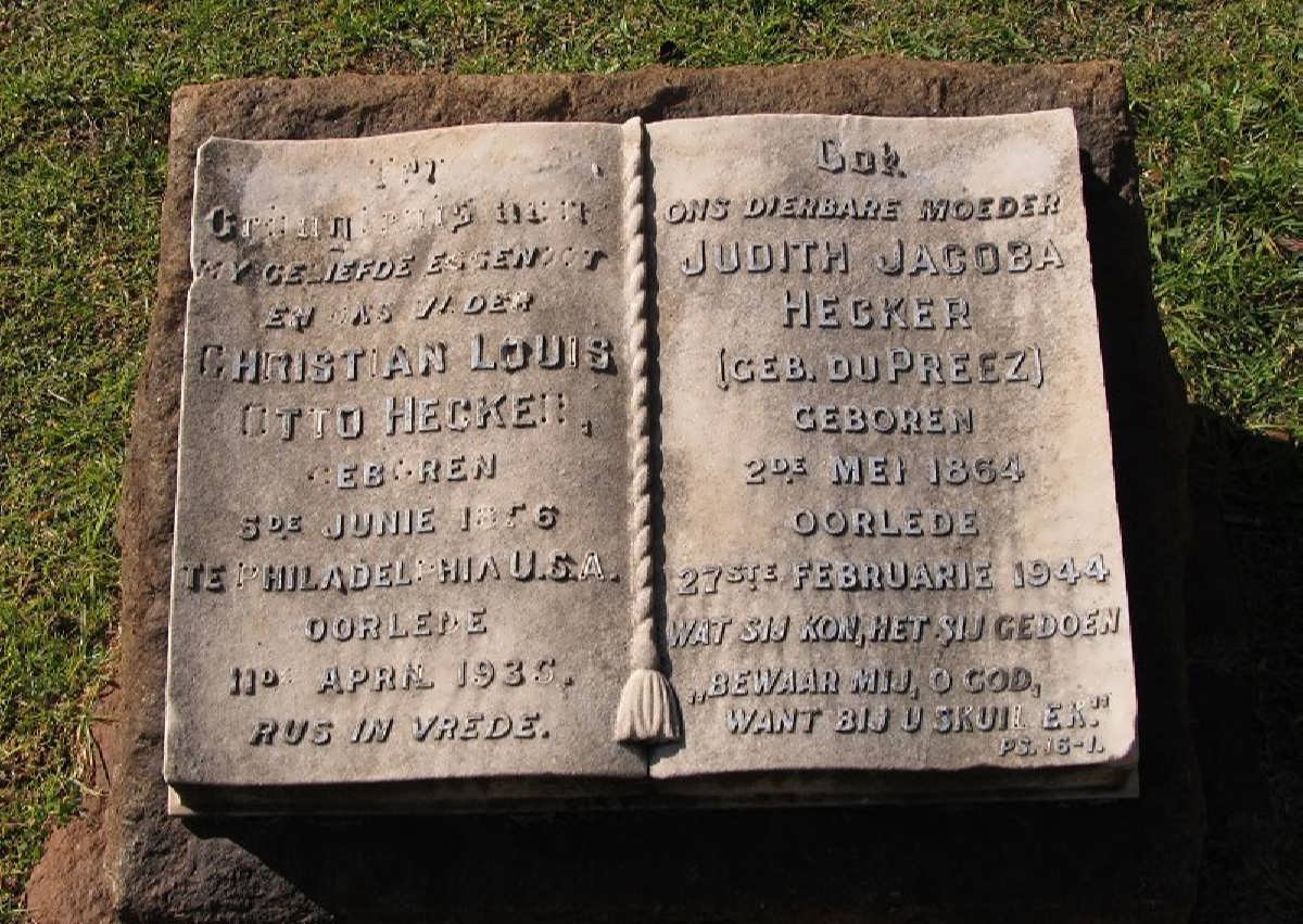 HECKER Christian Louis Otto 1856-1936 &amp; Judith Jacoba DU PREEZ 1864-1944