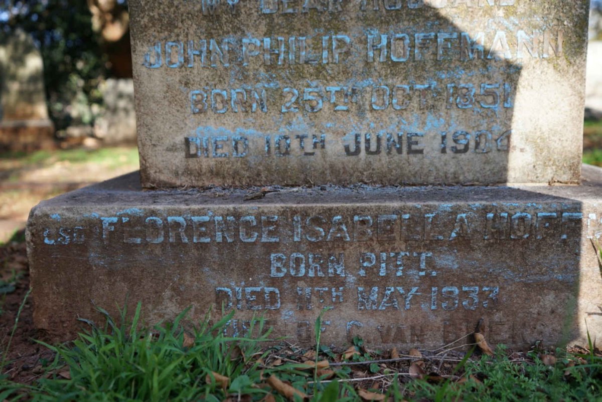 HOFFMANN John Philip 1851-1904 &amp; Florence Isabella nee PITT -1933