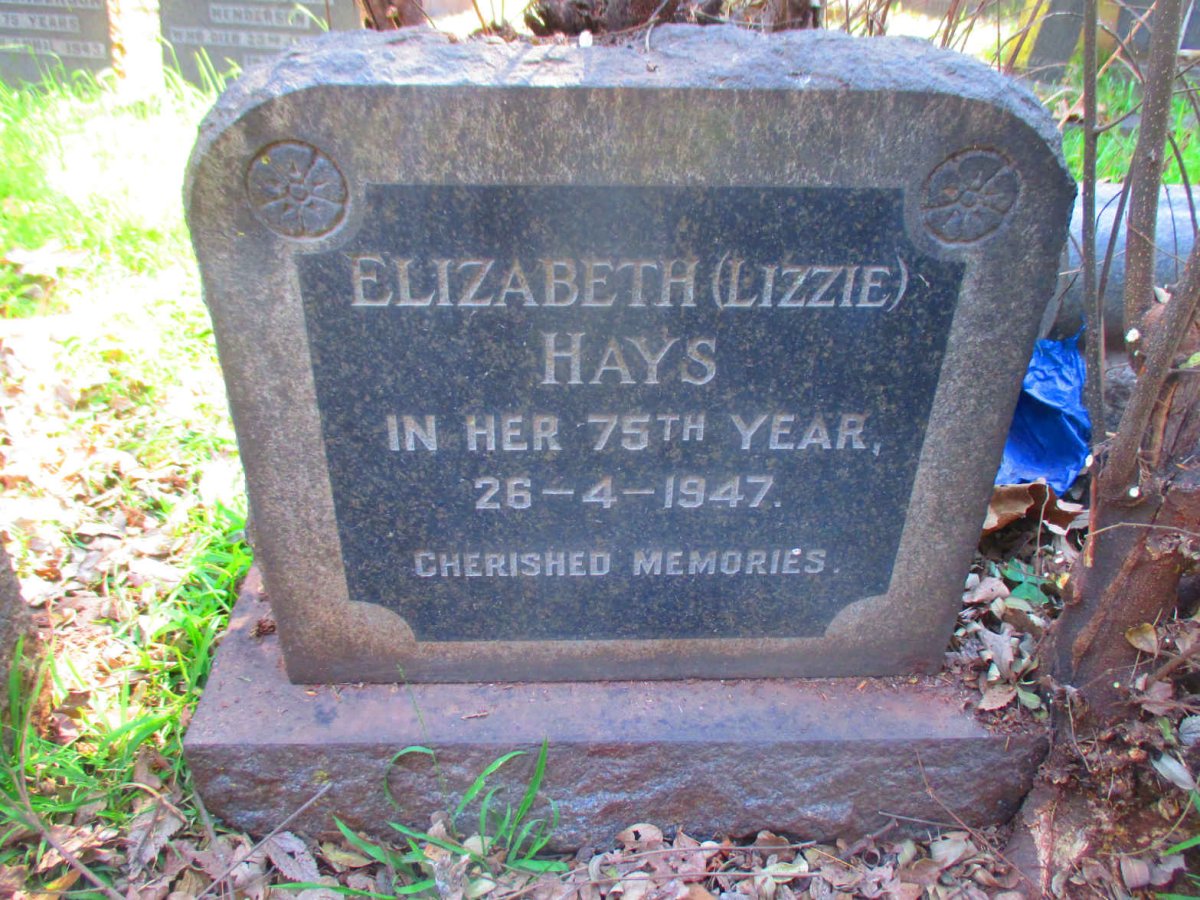 HAYS Elizabeth  -1947