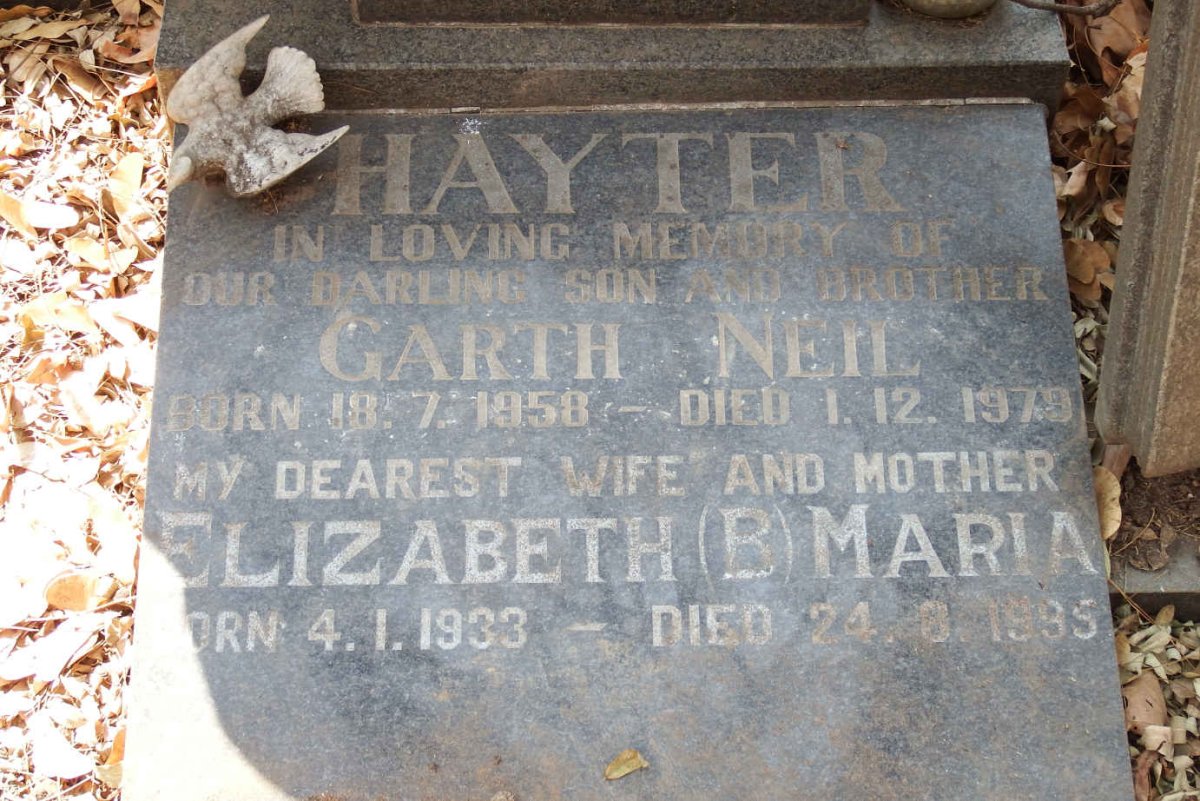 HAYTER Elizabeth Maria 1933-1995 :: HAYTER Garth Neil 1958-1979