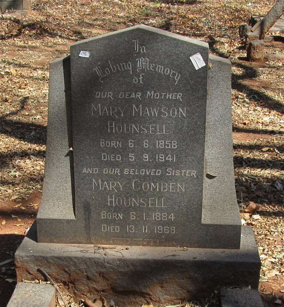 HOUNSELL Mary Mawson 1858-1941 :: HOUNSELL Mary Comben 1884-1968