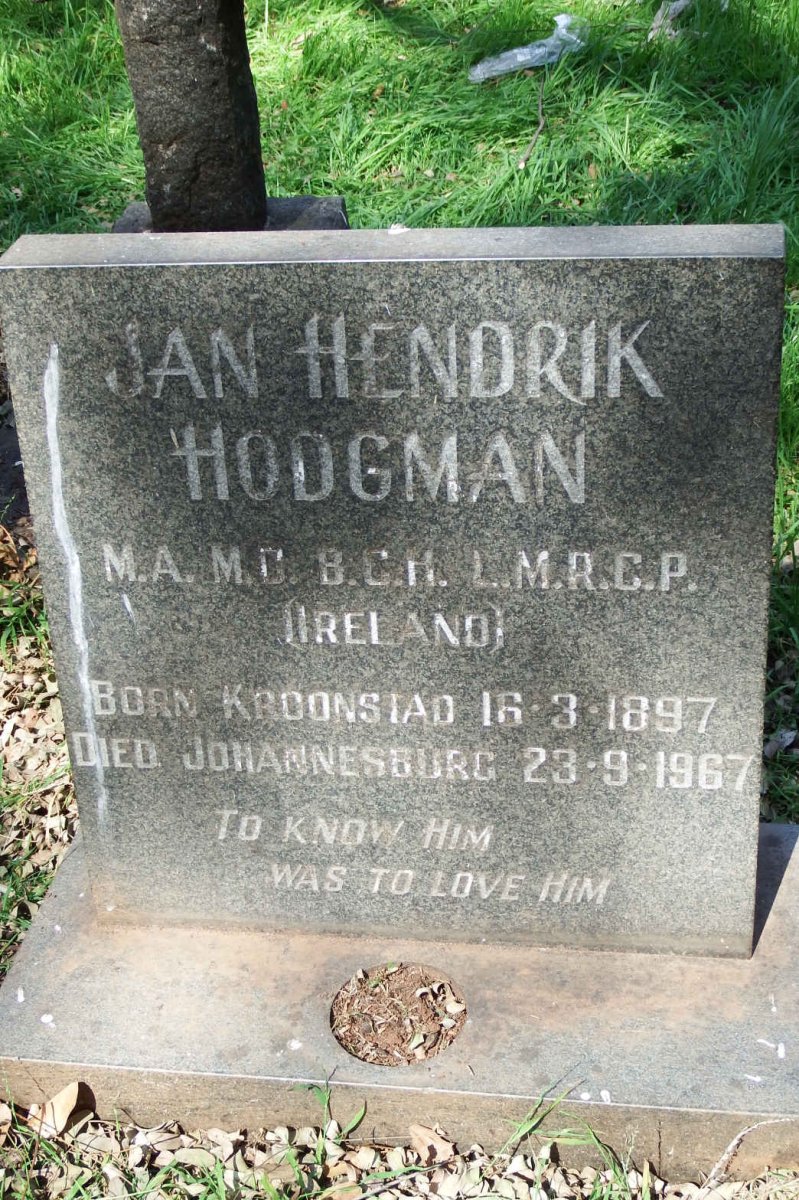 HODGMAN Jan Hendrik 1897-1967