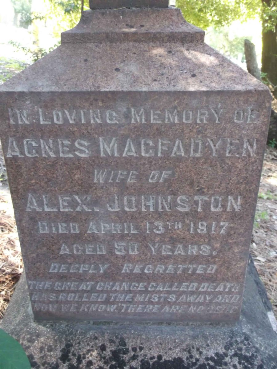 JOHNSTON Agnes nee MACFADYEN -1917