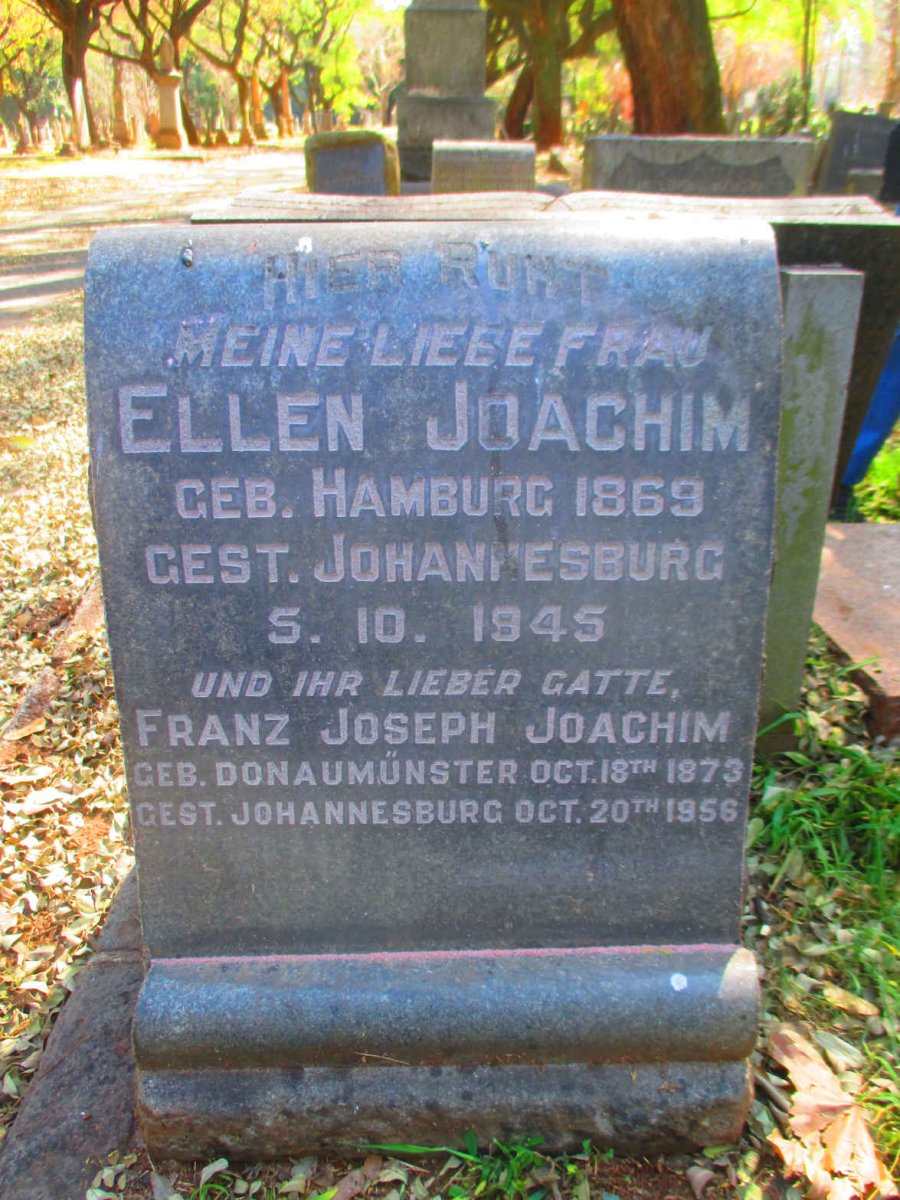 JOACHIM Franz Joseph 1873-1956 &amp; Ellen 1869-1945