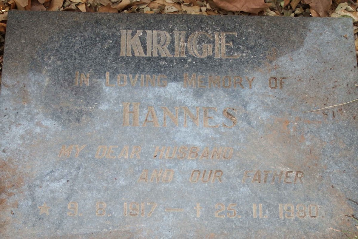 KRIGE Hannes 1917-1980