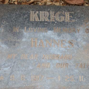 KRIGE Hannes 1917-1980