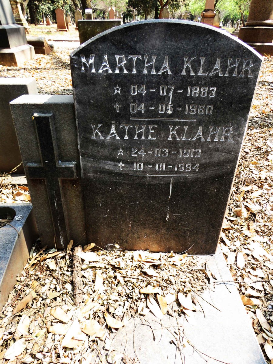 KLAHR Martha 1883-1960 :: KLAHR Kathe 1913-1984