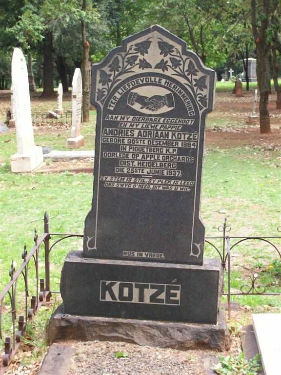 KOTZÉ Andries Adriaan 1884-1937