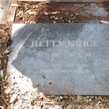 KRIGE Hetty 1917-2013