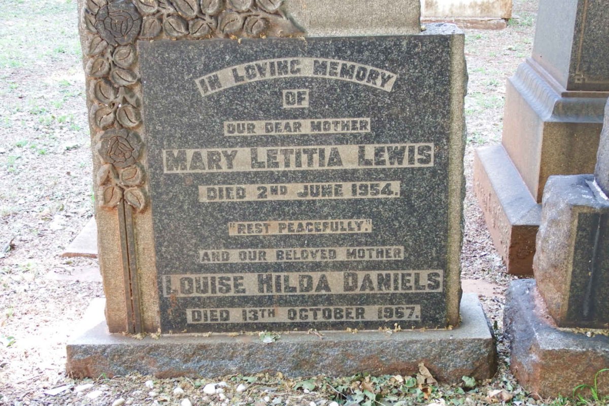 LEWIS Mary Letitia -1954 :: DANIELS Louise Hilda -1967