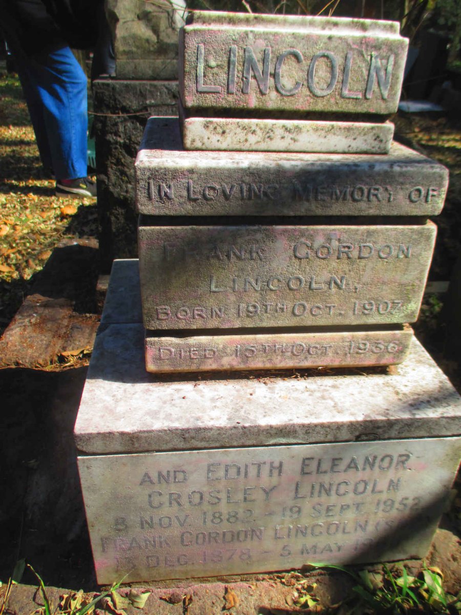 LINCOLN Frank Gordon 1878-1960 & Edith Eleanor Crosley 1882-1952 :: LINCOLN Frank Gordon 1907-1936 