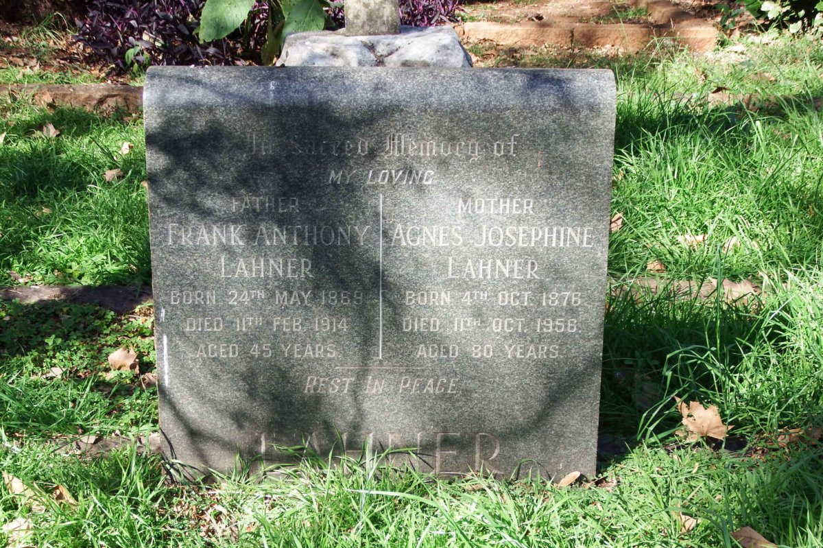 LAHNER Frank Anthony 1869-1914 &amp; Agnes Josephine 1876-1958
