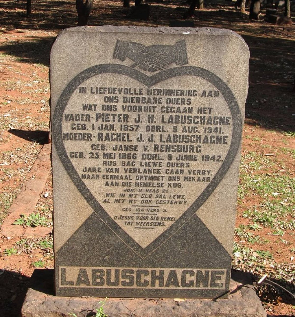 LABUSCHAGNE Pieter J.H. 1857-1941 &amp; Rachel J.J. JANSE v. RENSBERG 1866-1942