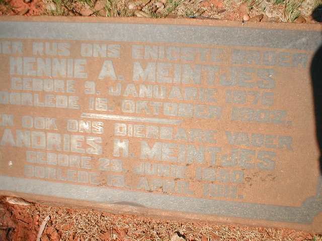 MEINTJES Andries H. 1850-1911 &amp; Hennie A. 1876-1902