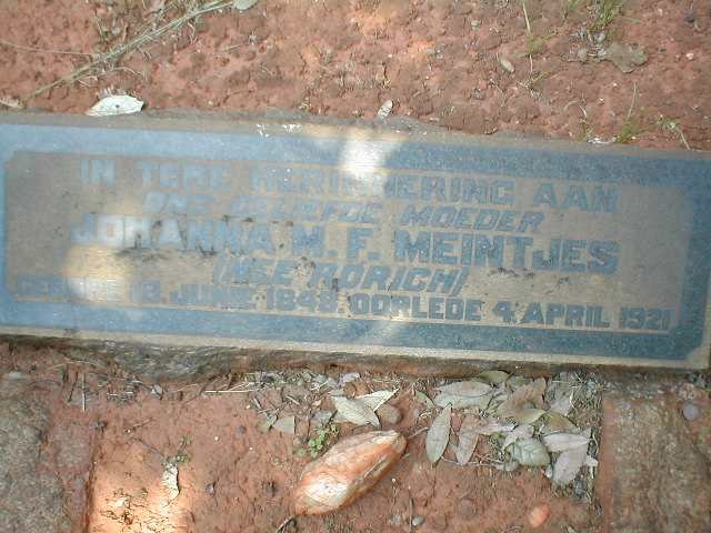 MEINTJES Johanna M.F. nee RORICH 1848-1921
