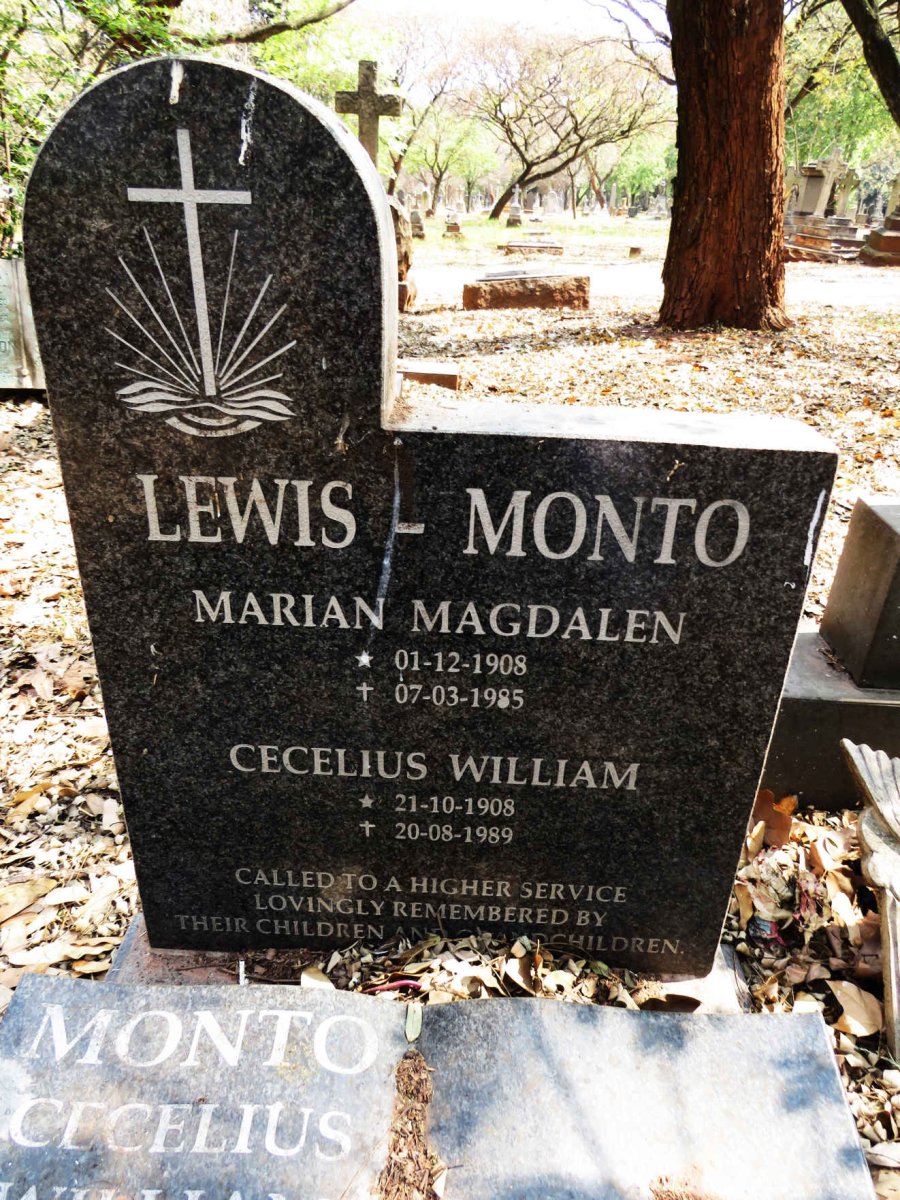 MONTO Cecelius William, LEWIS 1908-1989 &amp; Marian Magdalen 1908-1995